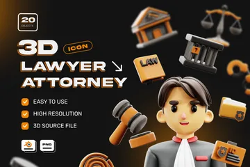 Lawyer & Attorney 3D Icon Pack