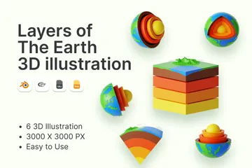 Layers Of The Earth 3D Icon Pack