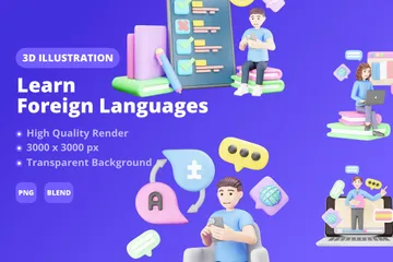 Learn Foreign Language Vol II 3D Illustration Pack