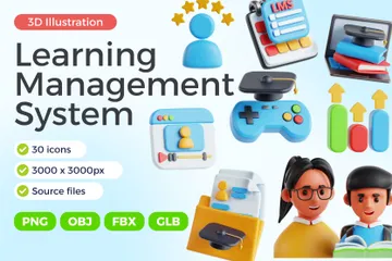 Learning Management System 3D Icon Pack