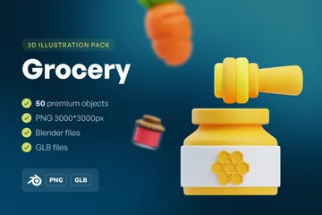 Lebensmittelgeschäft 3D Icon Pack