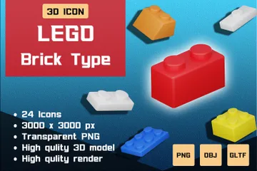 LEGO Brick Type 3D Icon Pack