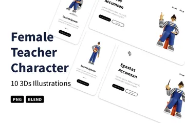 Weiblicher Lehrercharakter 3D Illustration Pack