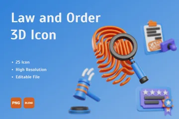 Lei e ordem Pacote de Icon 3D
