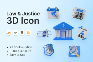 Lei e Justiça Pacote de Icon 3D