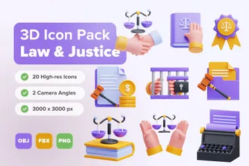 Lei e Justiça Pacote de Icon 3D