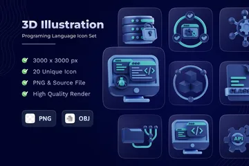 Lenguaje de programación Paquete de Icon 3D