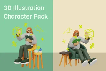 Mathe lernen 3D Illustration Pack