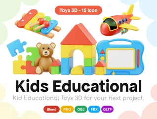 Lernspielzeug für Kinder 3D Icon Pack
