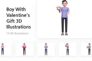 Les garçons célèbrent la Saint-Valentin Pack 3D Illustration