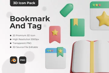 Lesezeichen und Tag 3D Icon Pack