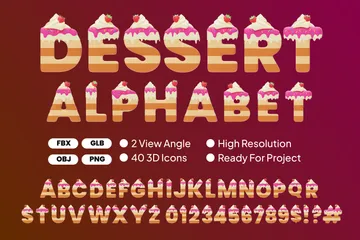 Letra del alfabeto de postre Paquete de Icon 3D