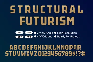 Letra do alfabeto de futurismo estrutural Pacote de Icon 3D