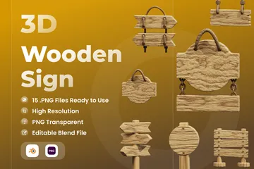 Cartel de madera 3D Icon Pack