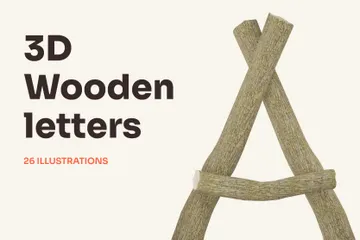 Lettres en bois Pack 3D Illustration