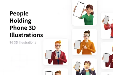 Leute, die Telefon halten 3D Illustration Pack