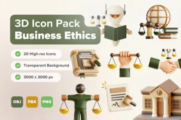 Ética y leyes comerciales Paquete de Icon 3D