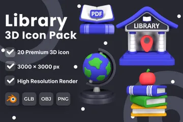 Library 3D Icon Pack 3D Icon Pack