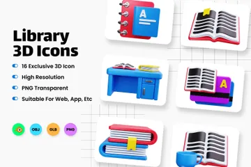 Library 3D Icon Pack