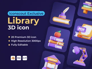 Library 3D Icon Pack