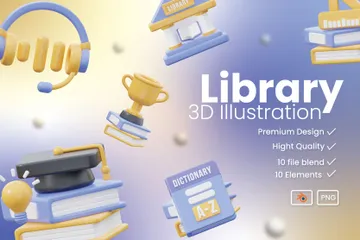 Library 3D Icon Pack