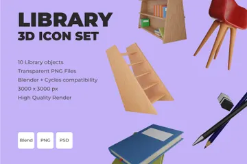 Library 3D Icon Pack