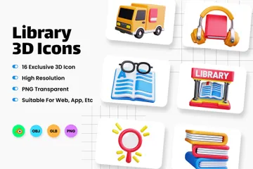 Library 3D Icon Pack