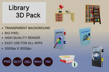 Library 3D Icon Pack