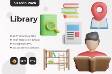 Library 3D Icon Pack