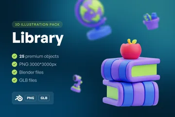 Library 3D Icon Pack