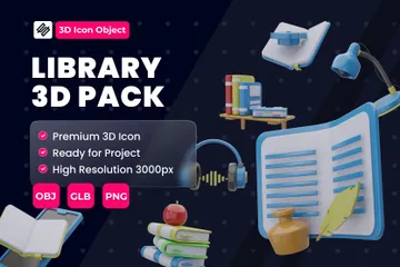 Library 3D Icon Pack