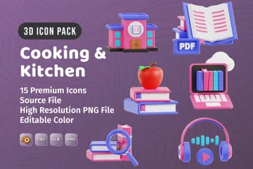 Library Education 3D Icon Pack