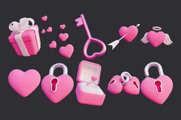 Liebe und Romantik 3D Icon Pack