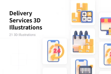 Lieferservice 3D Illustration Pack