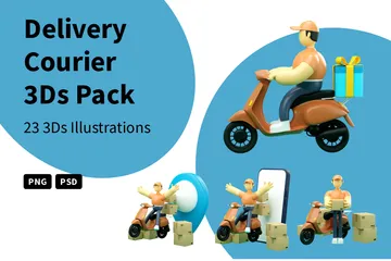 Paketzusteller 3D Illustration Pack