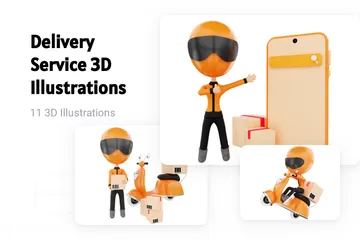 Lieferservice 3D Illustration Pack