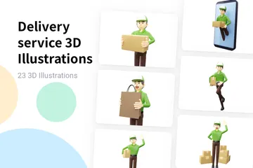 Lieferservice 3D Illustration Pack