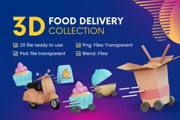 Lieferservice für Lebensmittel 3D Icon Pack