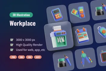 Lieu de travail Pack 3D Icon