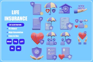 生命保険 3D Iconパック