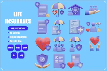 Life Insurance 3D Icon Pack