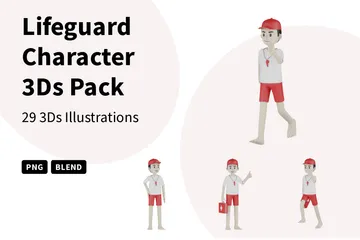Lifeguard Character 3D Illustration Pack