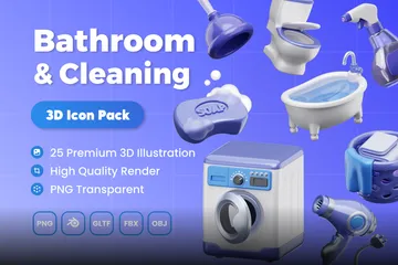 Baño y limpieza Ilustración 3D Pack