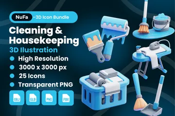 Limpieza y mantenimiento Ilustración 3D Pack