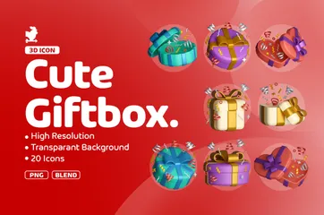 Linda caja de regalo Paquete de Icon 3D