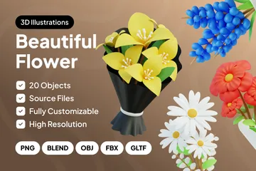 Flores bonitas Pacote de Illustration 3D