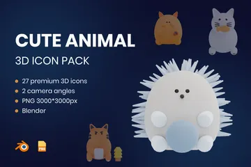 Lindo animal Paquete de Illustration 3D