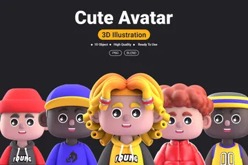 Lindo avatar Paquete de Icon 3D