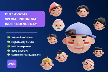 Lindo avatar indonesio Paquete de Illustration 3D