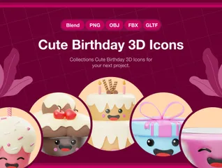 Lindo cumpleaños Paquete de Icon 3D